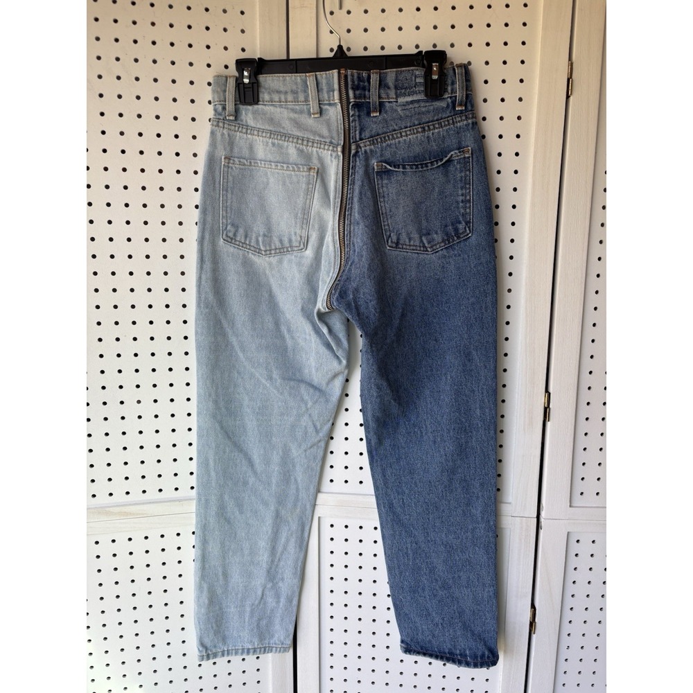 REVICE Size28 Two Tone Yin Yang Zipper Crotch Mom Jeans Denim Straight - Picture 4 of 5